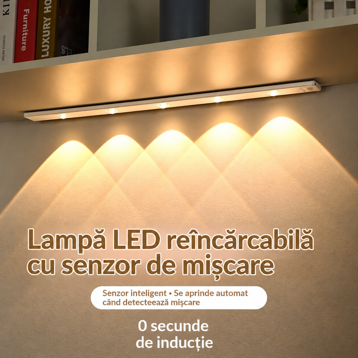 Bandă LED Inteligentă cu Senzor de Mișcare pentru Dulapuri