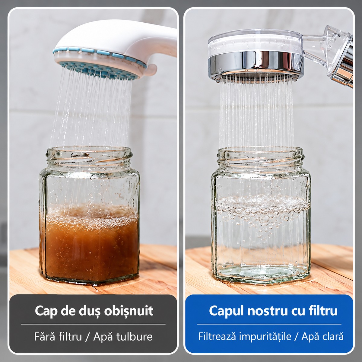Cap de duș Premium cu filtru, presiune înaltă, 3 moduri de jet și economie de apă