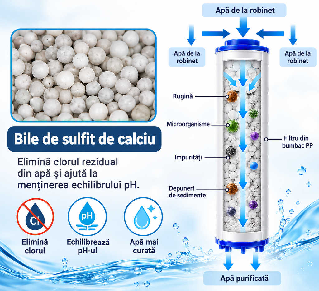 Cap de duș Premium cu filtru, presiune înaltă, 3 moduri de jet și economie de apă